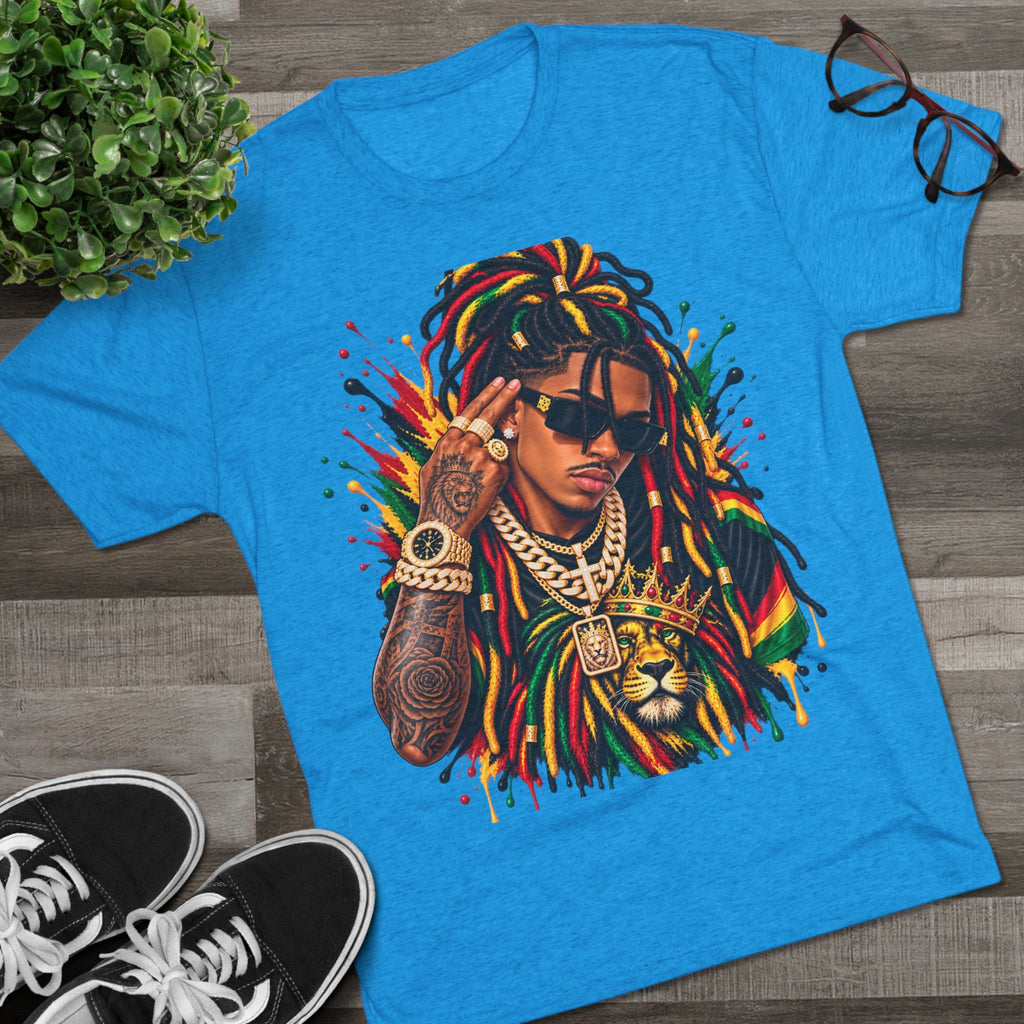 Rasta Lion Graphic T‑Shirt — Reggae Dreadlocks Hip‑Hop Streetwear