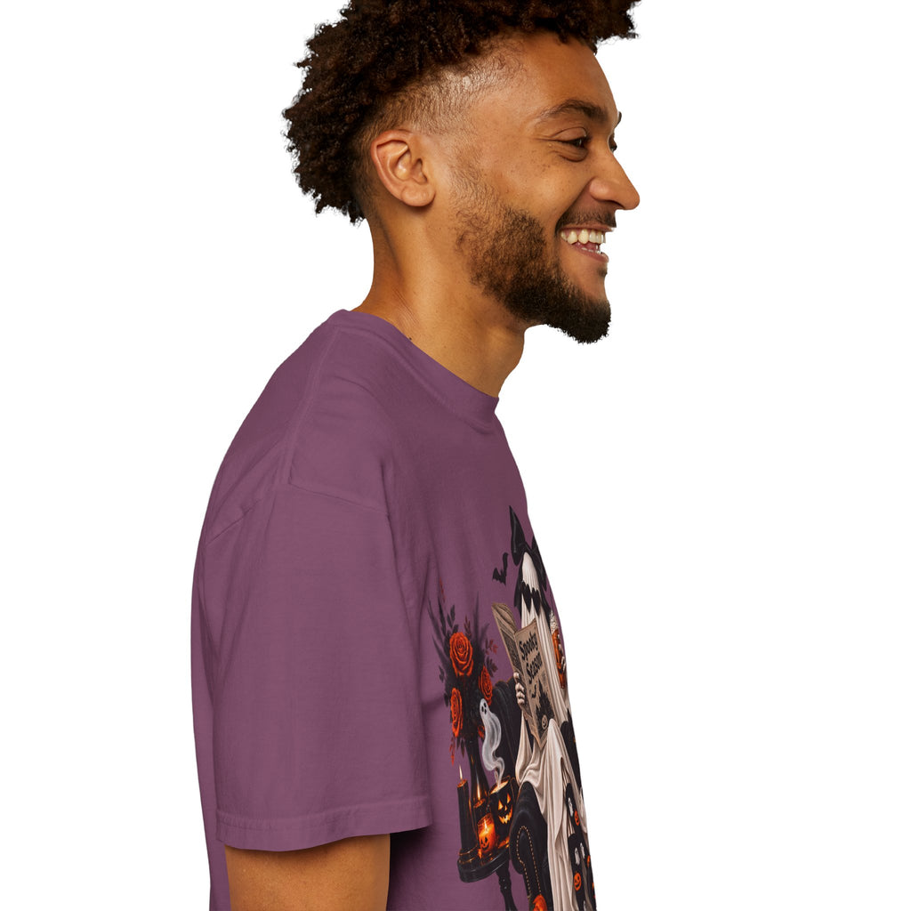 Halloween Ghost Reading T-Shirt — Spooky Pumpkin & 'Spooky Season' Graphic