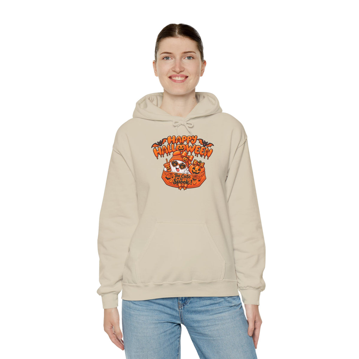 Halloween Cat Hoodie – "Happy Halloween" Pumpkin Cats Graphic