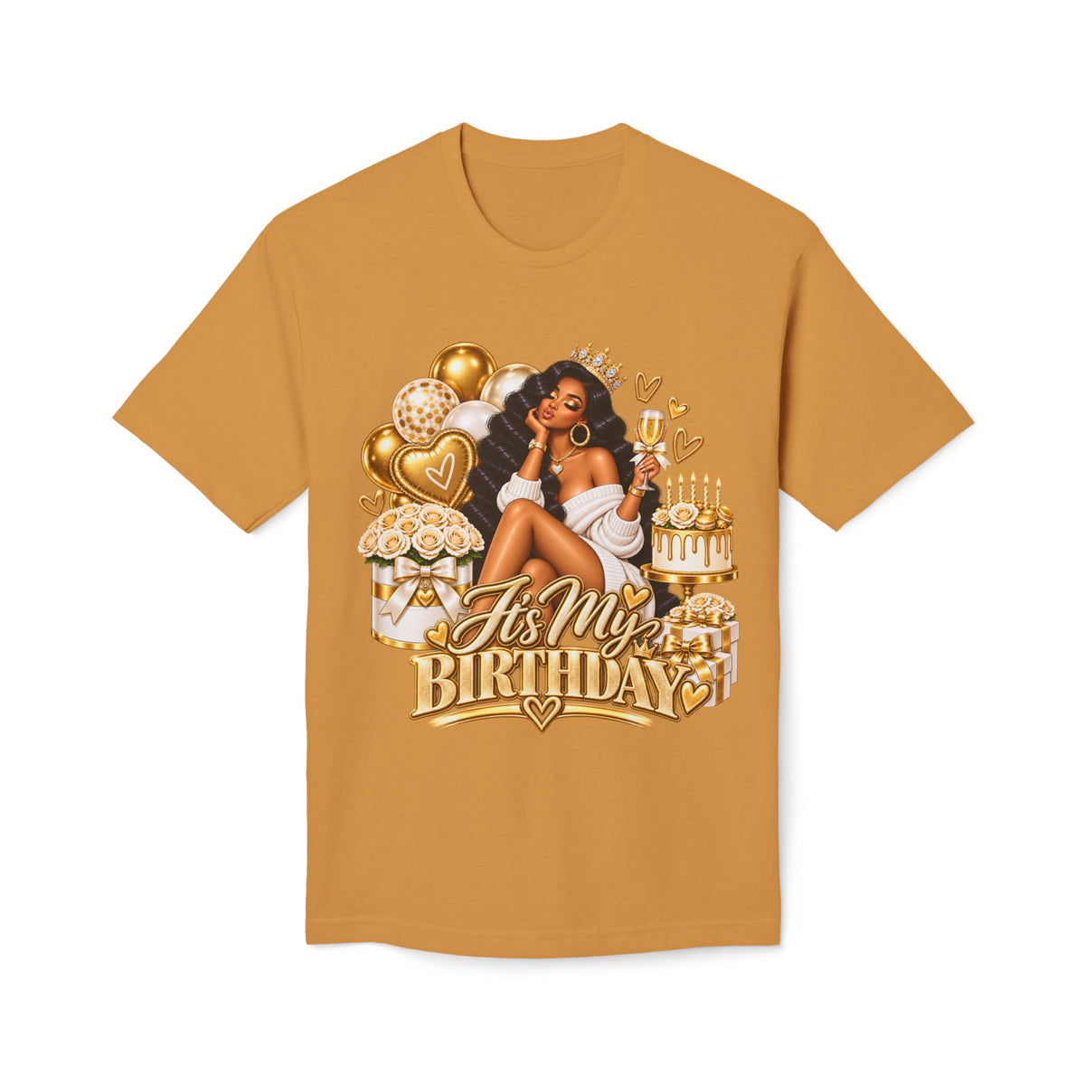 Birthday Queen T-Shirt – "It's My Birthday" Gold Party Design