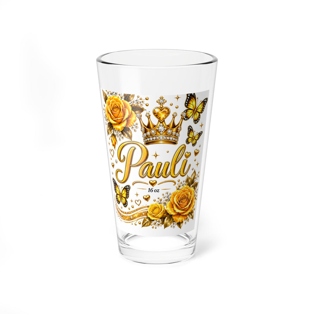 Personalized Golden Rose Mixing Glass — 16oz Decorative Cocktail Shaker Glass