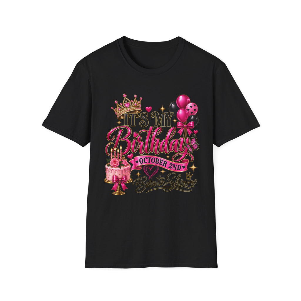 Birthday T-Shirt – “It’s My Birthday” Pink Crown & Balloons | Custom Birthday Shirt