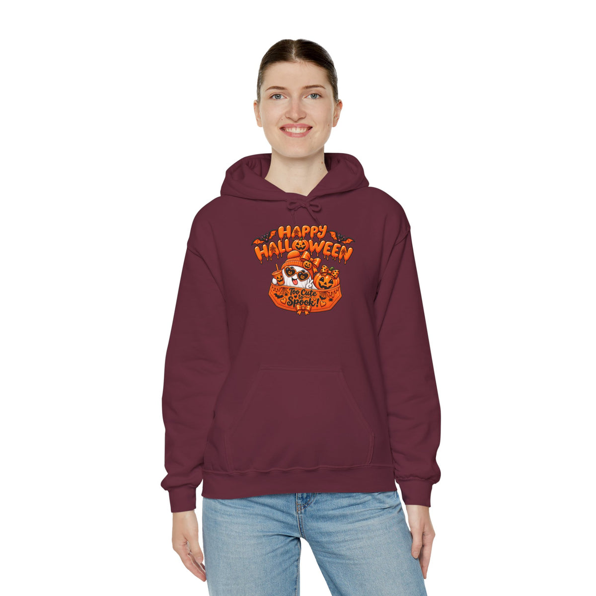Halloween Cat Hoodie – "Happy Halloween" Pumpkin Cats Graphic