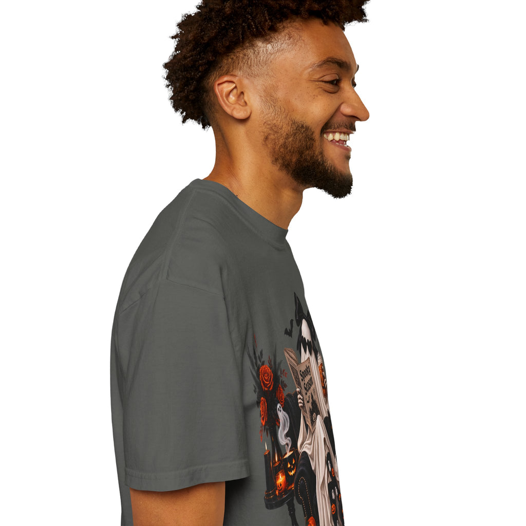 Halloween Ghost Reading T-Shirt — Spooky Pumpkin & 'Spooky Season' Graphic