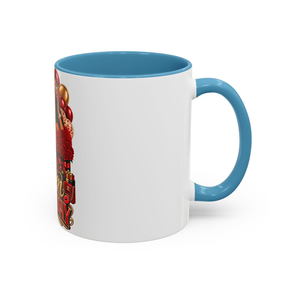 Queen Birthday Coffee Mug — Black Woman Birthday Gift, 'Queen' Red & Gold Accent Mug (11/15oz)