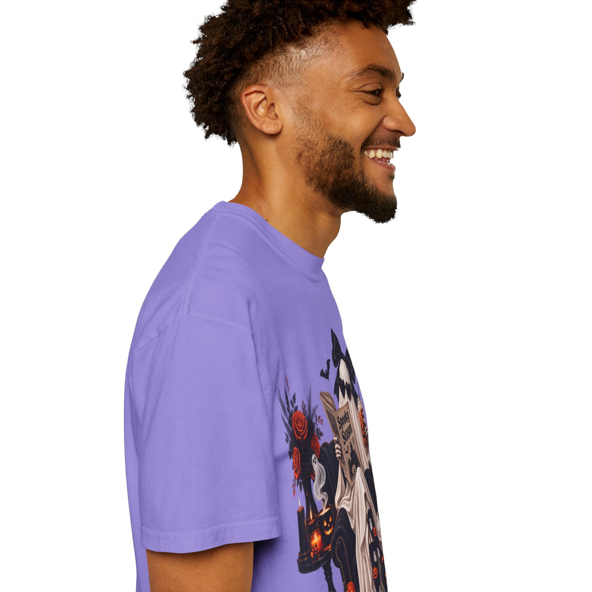 Halloween Ghost Reading T-Shirt — Spooky Pumpkin & 'Spooky Season' Graphic