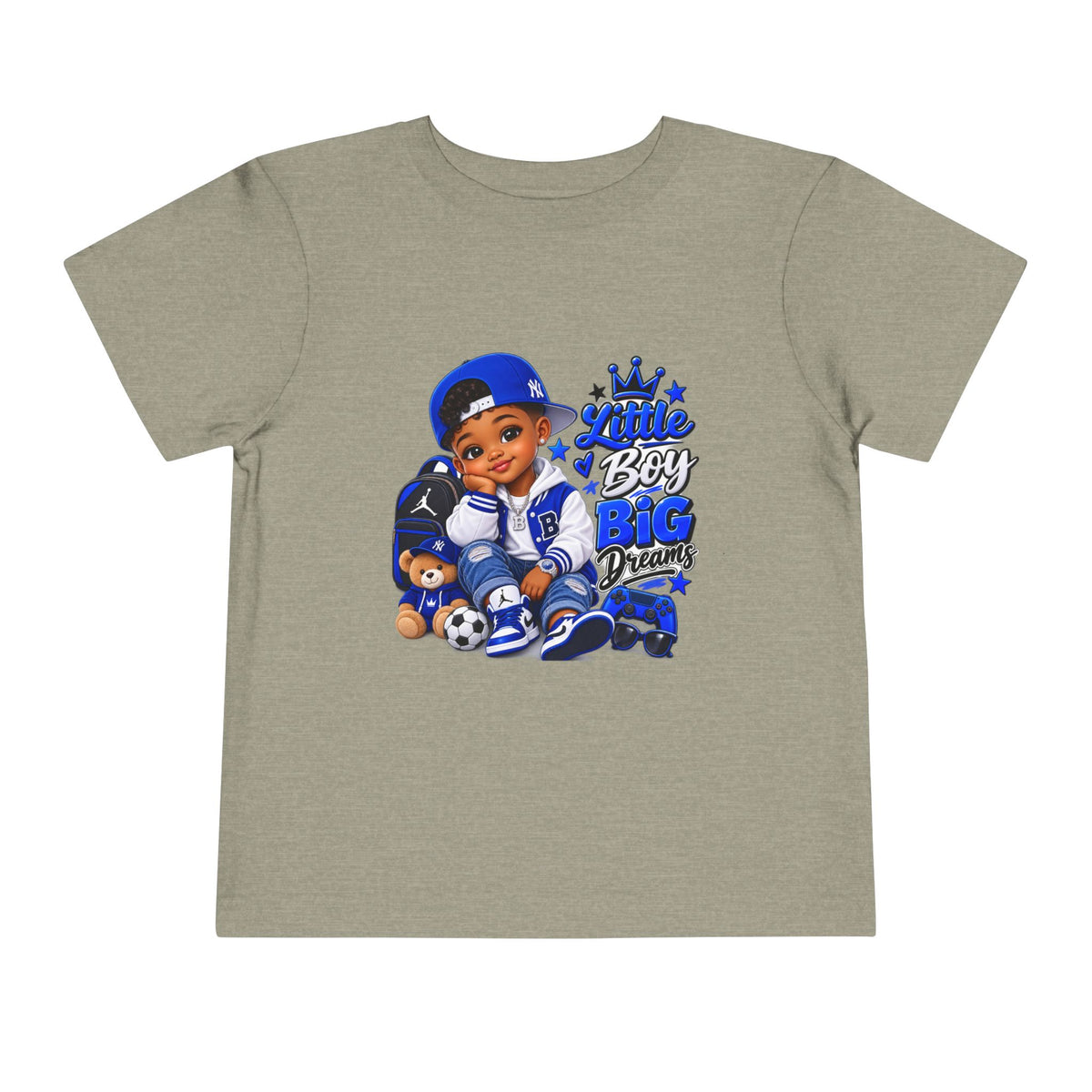 Toddler Tee — "Little Boy Big Dreams" Blue Sports Graphic