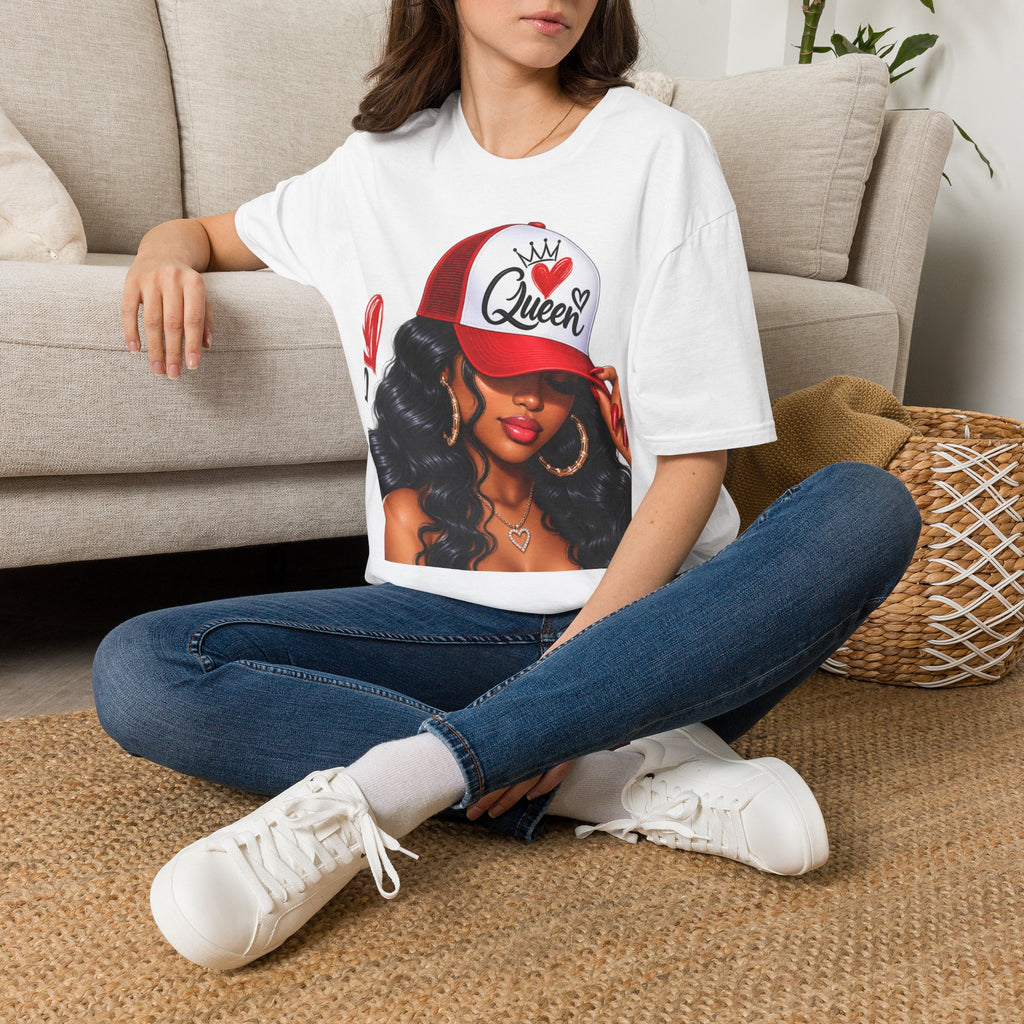 Queen Trucker Hat Graphic Tee — Bold Afrocentric 'Queen' Design