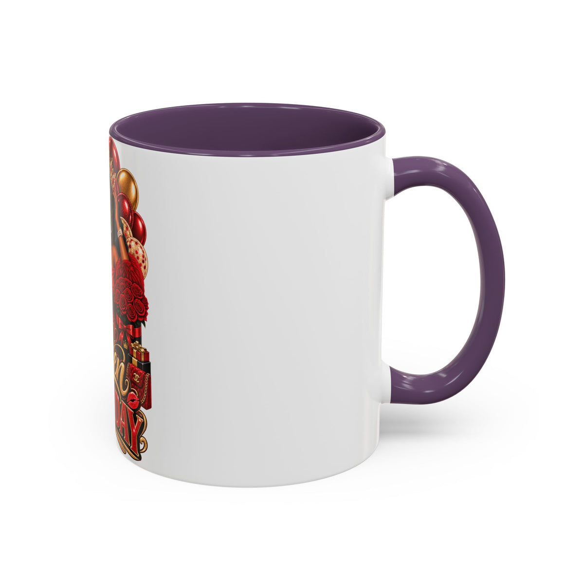 Queen Birthday Coffee Mug — Black Woman Birthday Gift, 'Queen' Red & Gold Accent Mug (11/15oz)