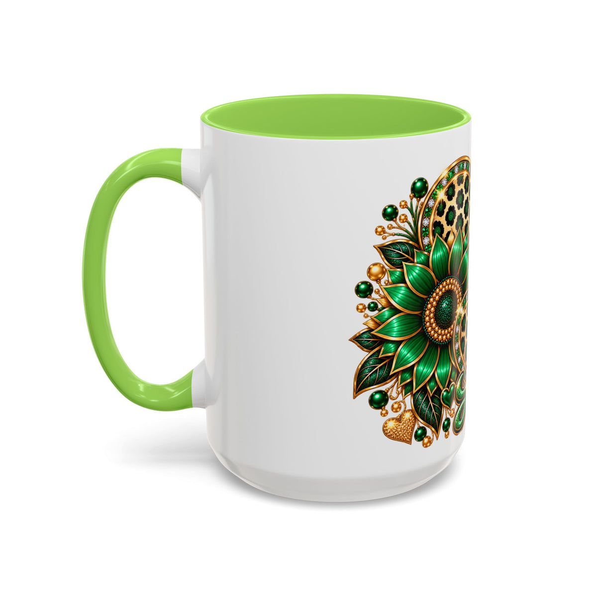 Love Green Heart Mug — Decorative 11oz/15oz Ceramic Coffee Cup