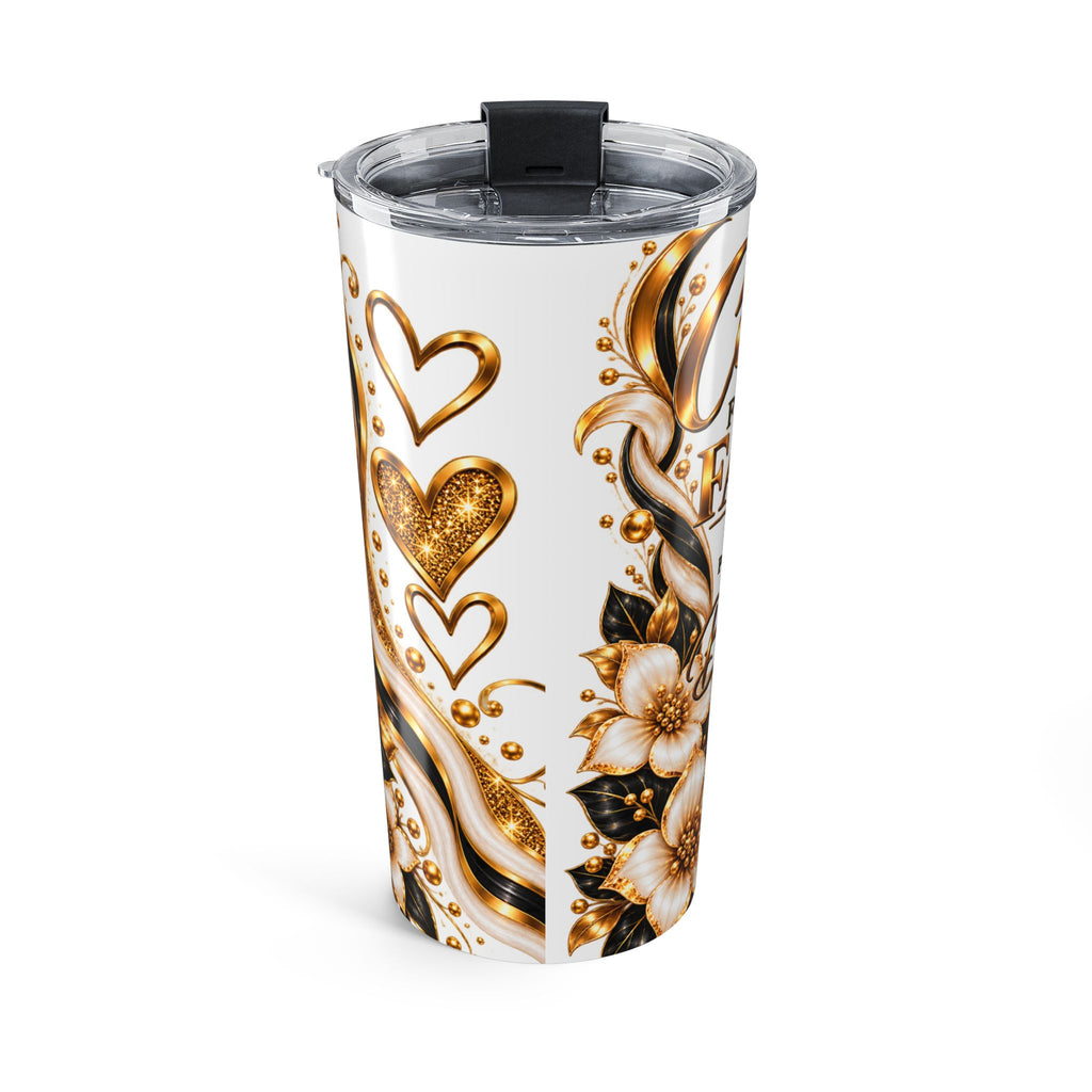 20oz Gold Floral Heart Tumbler – Sparkling Coffee Travel Cup