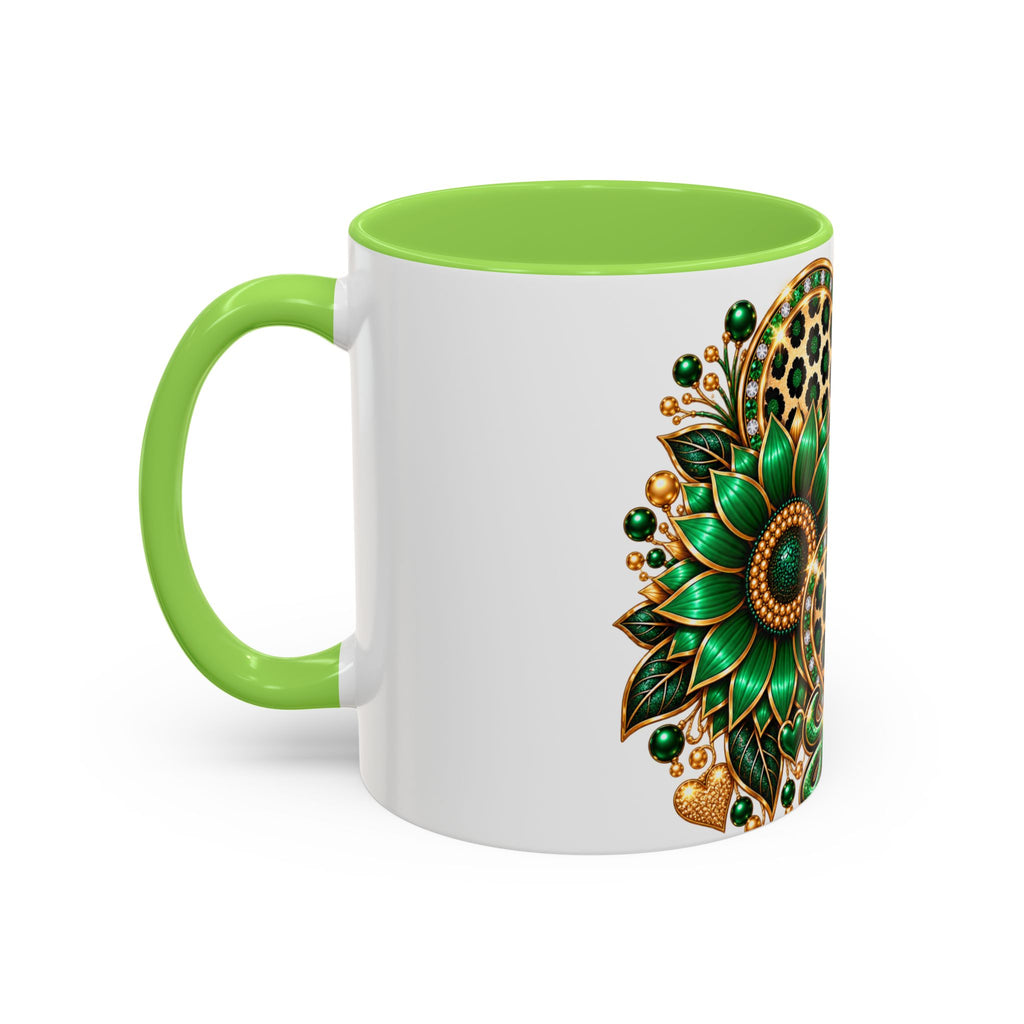 Love Green Heart Mug — Decorative 11oz/15oz Ceramic Coffee Cup