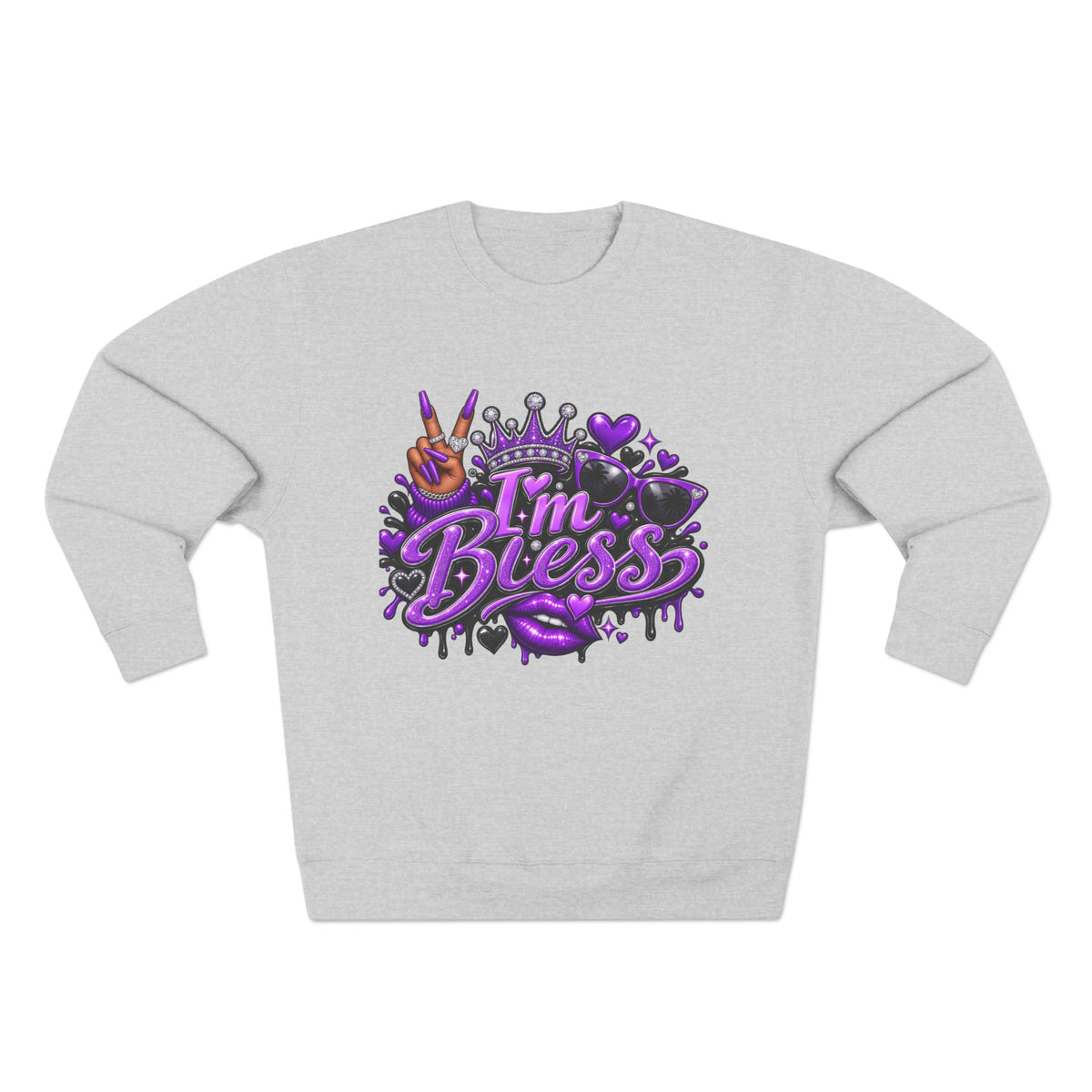 I'm Bless Graphic Sweatshirt — Purple Crown Streetwear Crewneck