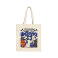 Halloween Ghost & Cats Cotton Tote Bag — "Happy Halloween" Trick-or-Treat Canvas Shopper