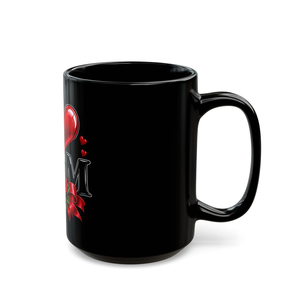 I Heart Mom Black Mug — 'I  Mom' Rose Gift Mug for Mother's Day