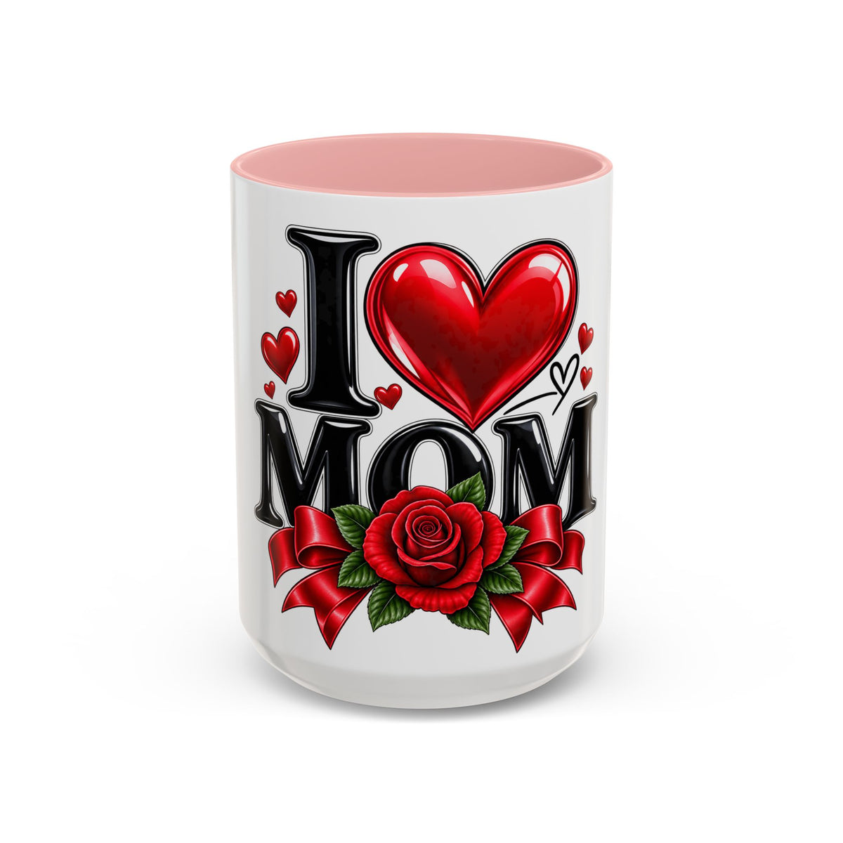 I  Mom Coffee Mug – Red Rose Mother’s Day Accent Mug (11/15oz)