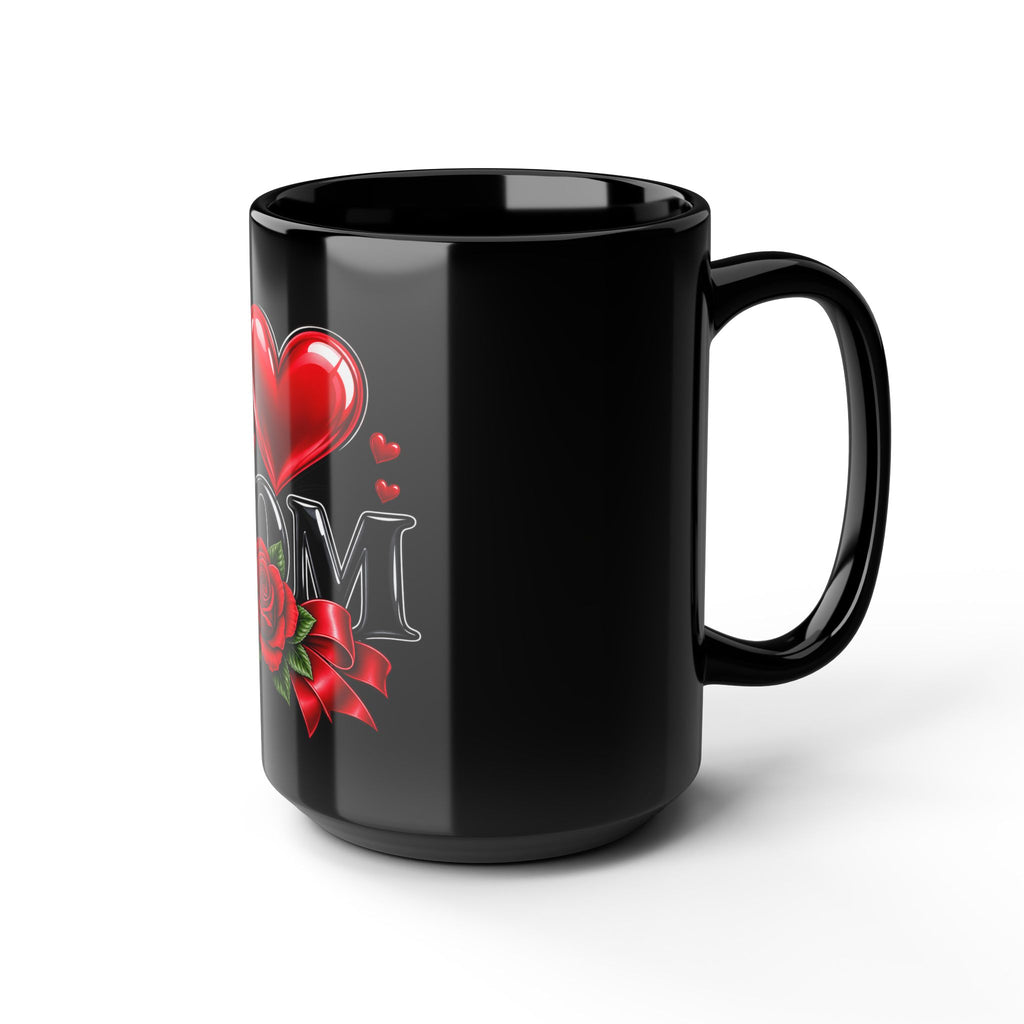 I Heart Mom Black Mug — 'I  Mom' Rose Gift Mug for Mother's Day