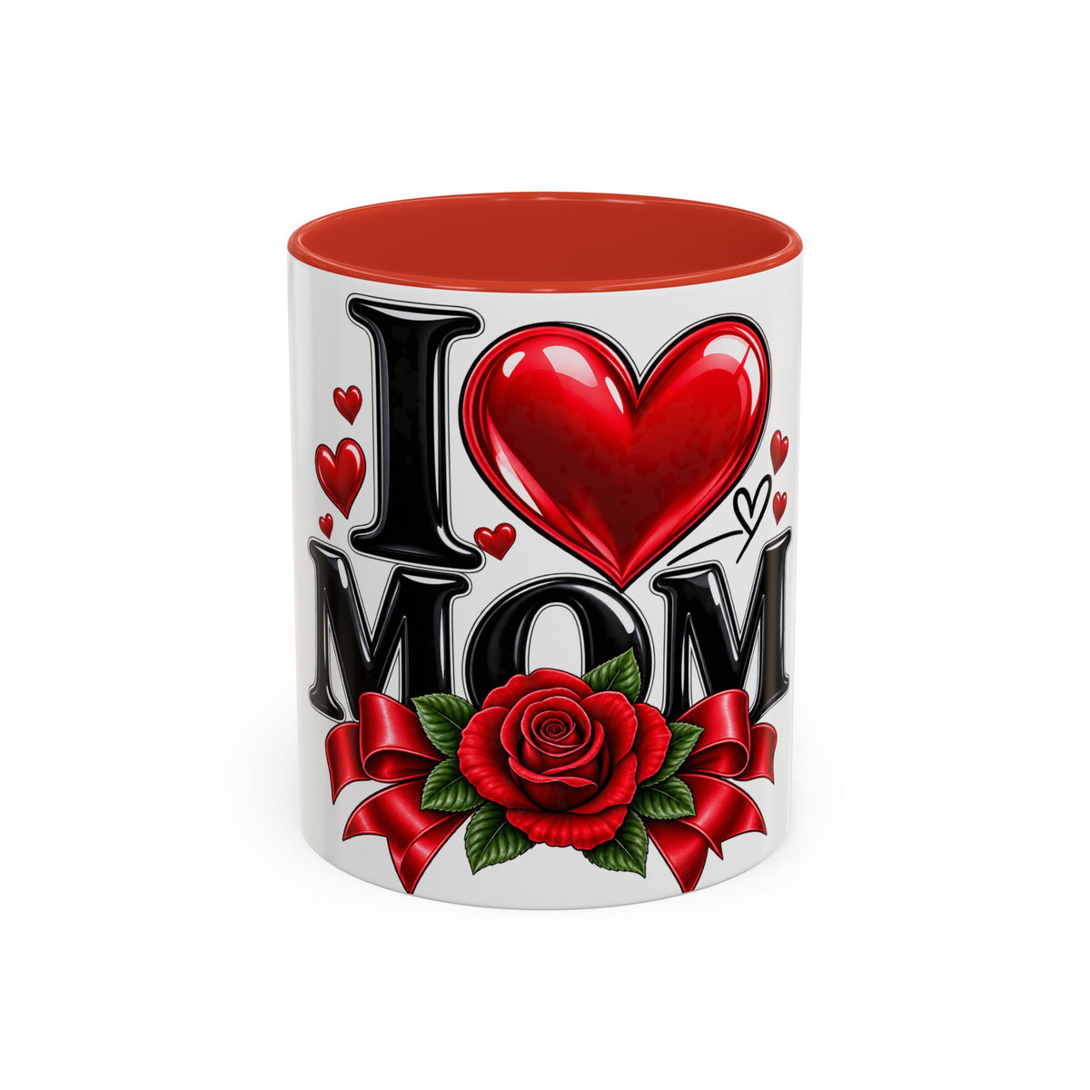 I  Mom Coffee Mug – Red Rose Mother’s Day Accent Mug (11/15oz)