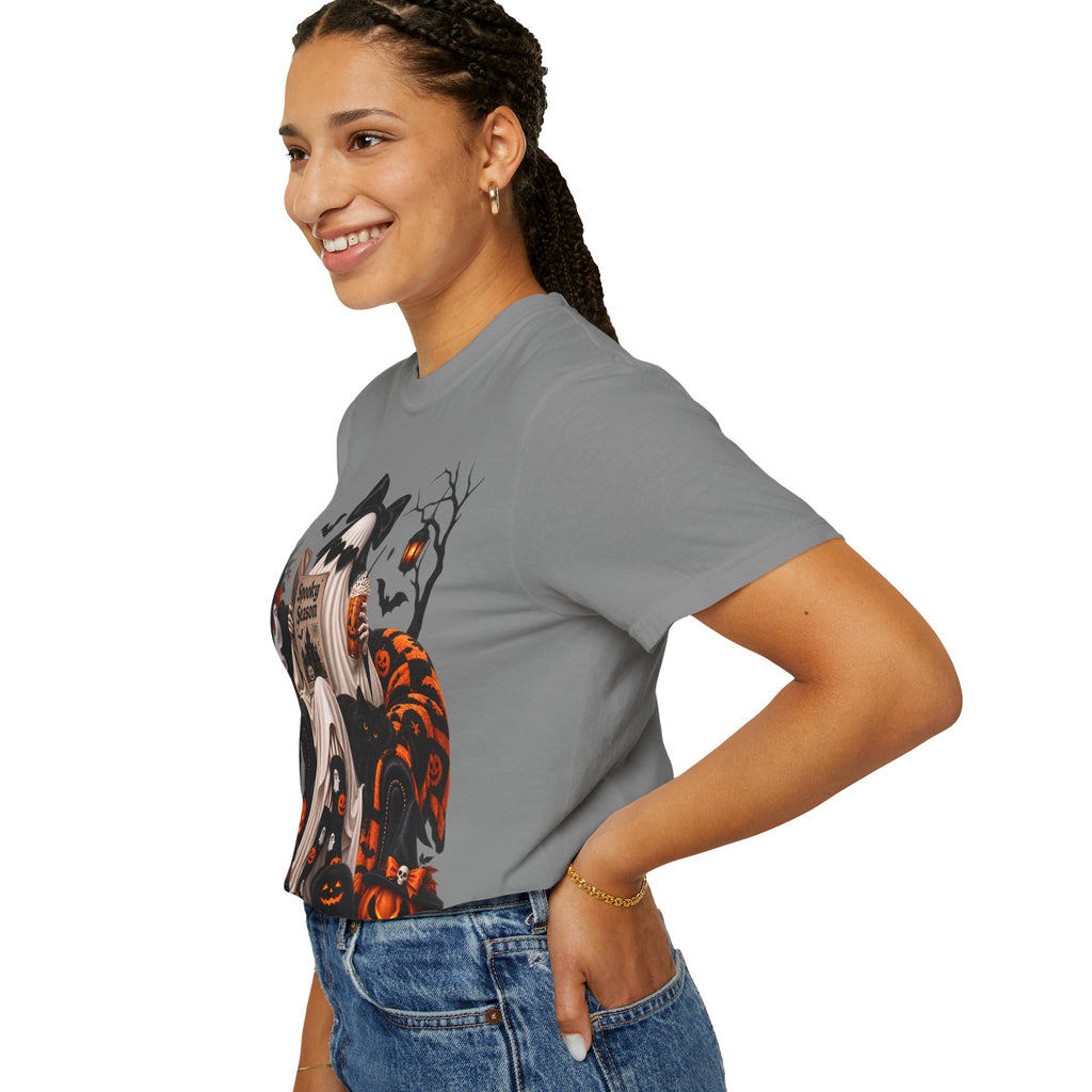 Halloween Ghost Reading T-Shirt — Spooky Pumpkin & 'Spooky Season' Graphic