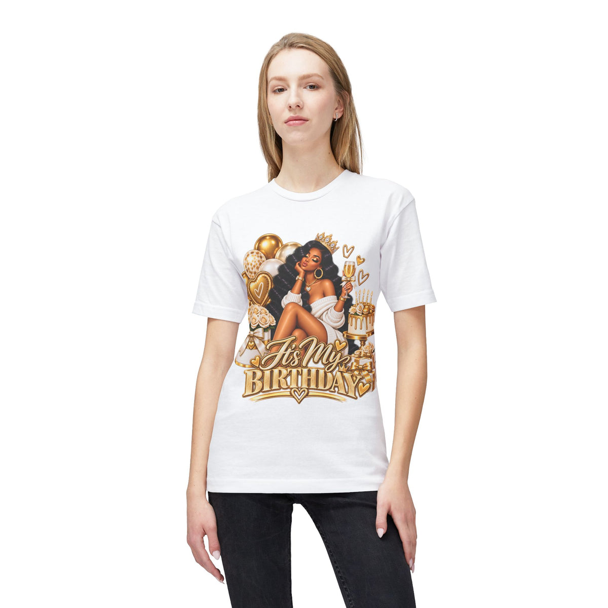 Birthday Queen T-Shirt – "It's My Birthday" Gold Party Design