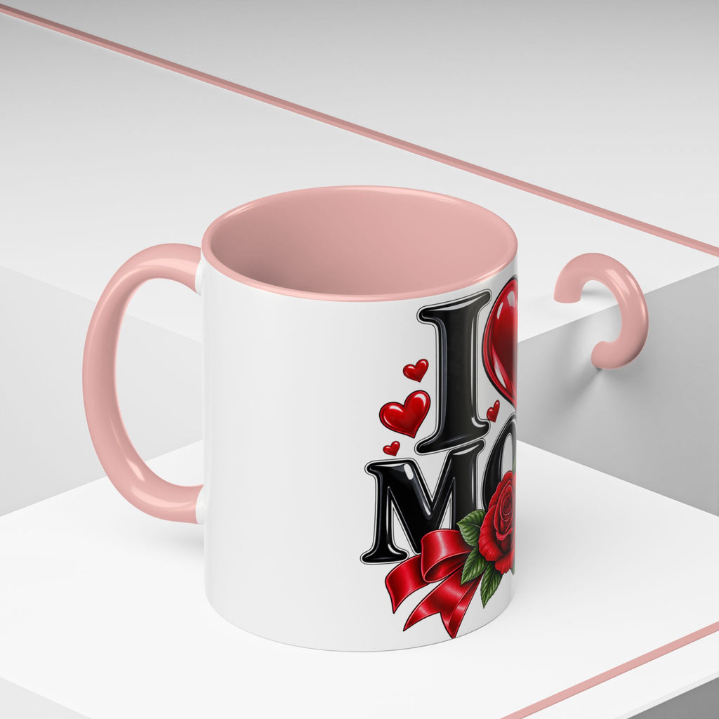 I  Mom Coffee Mug – Red Rose Mother’s Day Accent Mug (11/15oz)