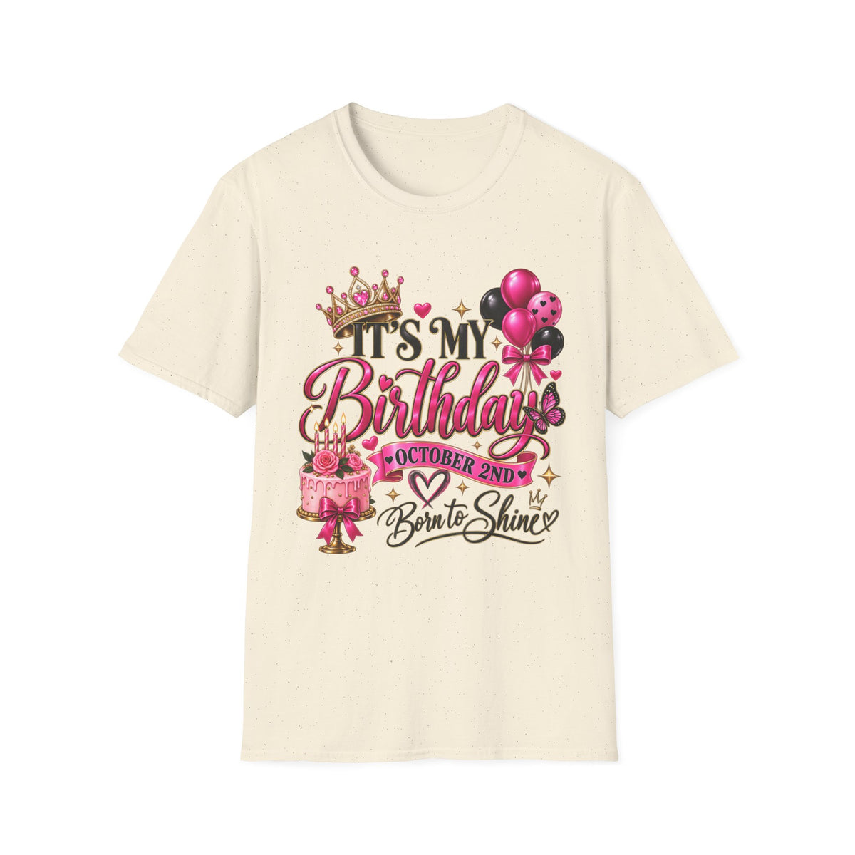 Birthday T-Shirt – “It’s My Birthday” Pink Crown & Balloons | Custom Birthday Shirt