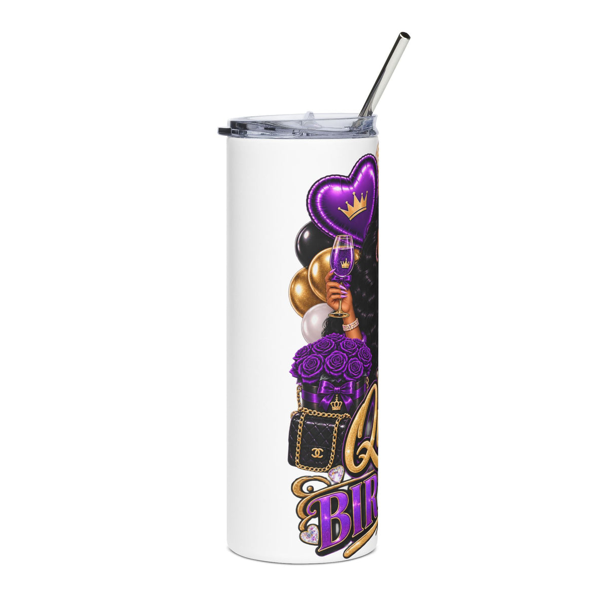 Queen Birthday Tumbler — 20oz Stainless Steel Royal Purple Travel Cup