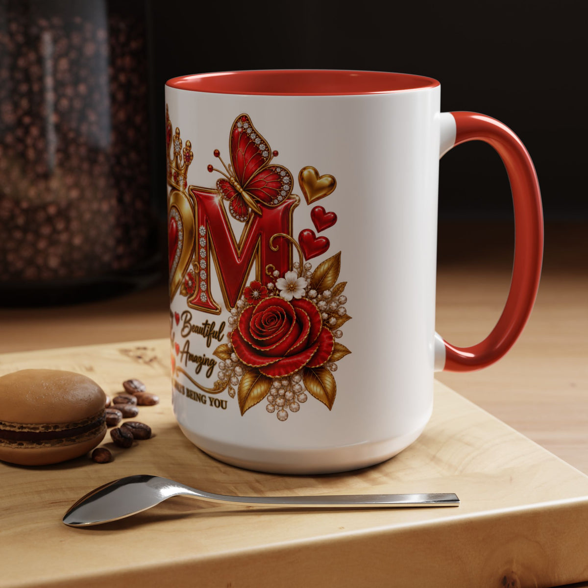 Mom Accent Coffee Mug – "Thank You For Always Being You" Floral Heart Design (11/15oz)