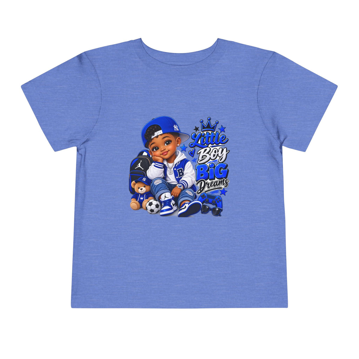 Toddler Tee — "Little Boy Big Dreams" Blue Sports Graphic