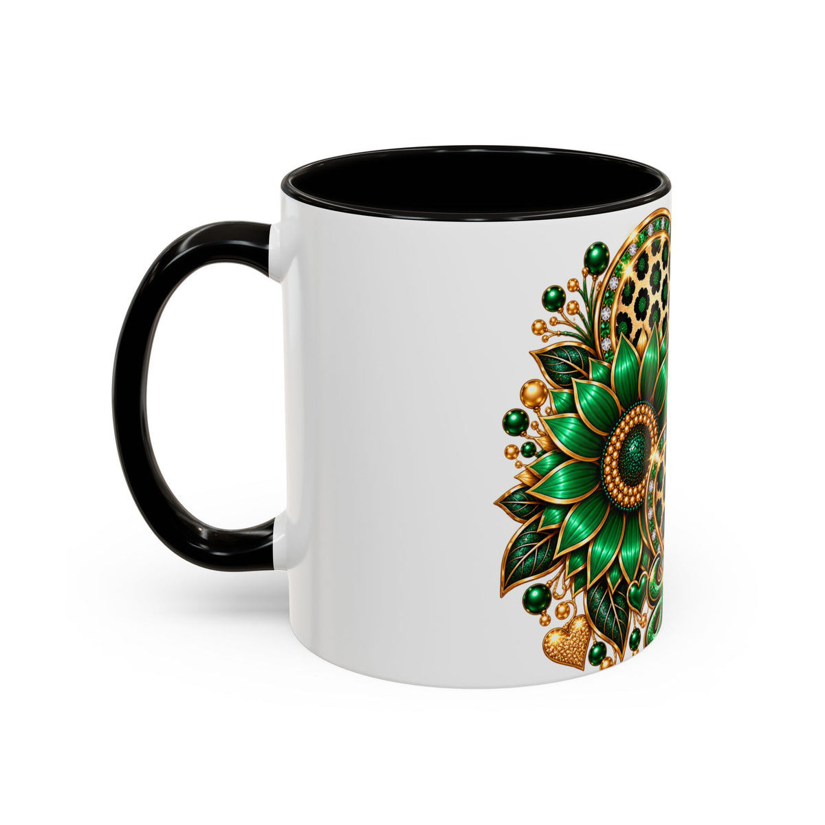 Love Green Heart Mug — Decorative 11oz/15oz Ceramic Coffee Cup