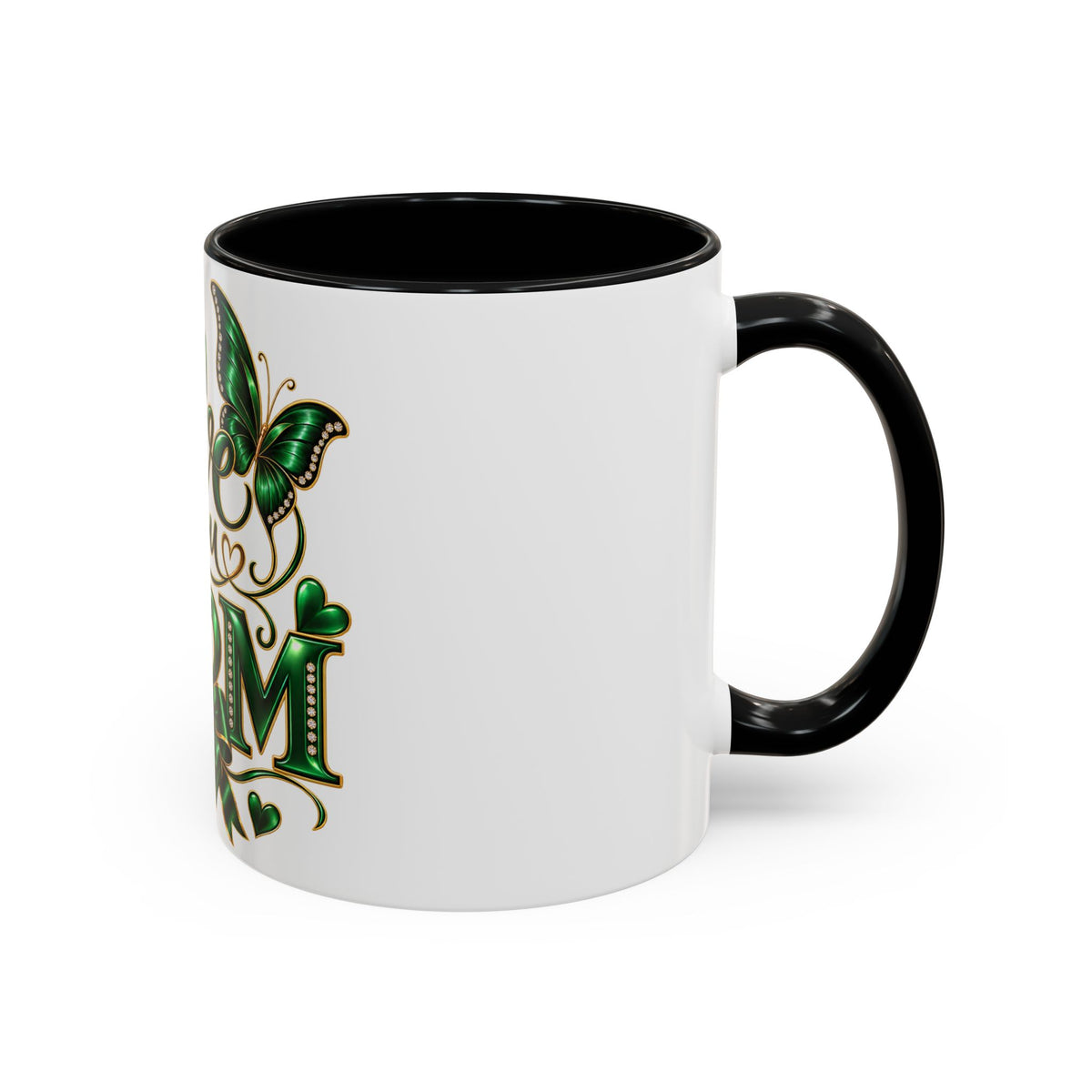 Love You Mom Green Butterfly Accent Coffee Mug — Mother's Day Gift (11/15oz)
