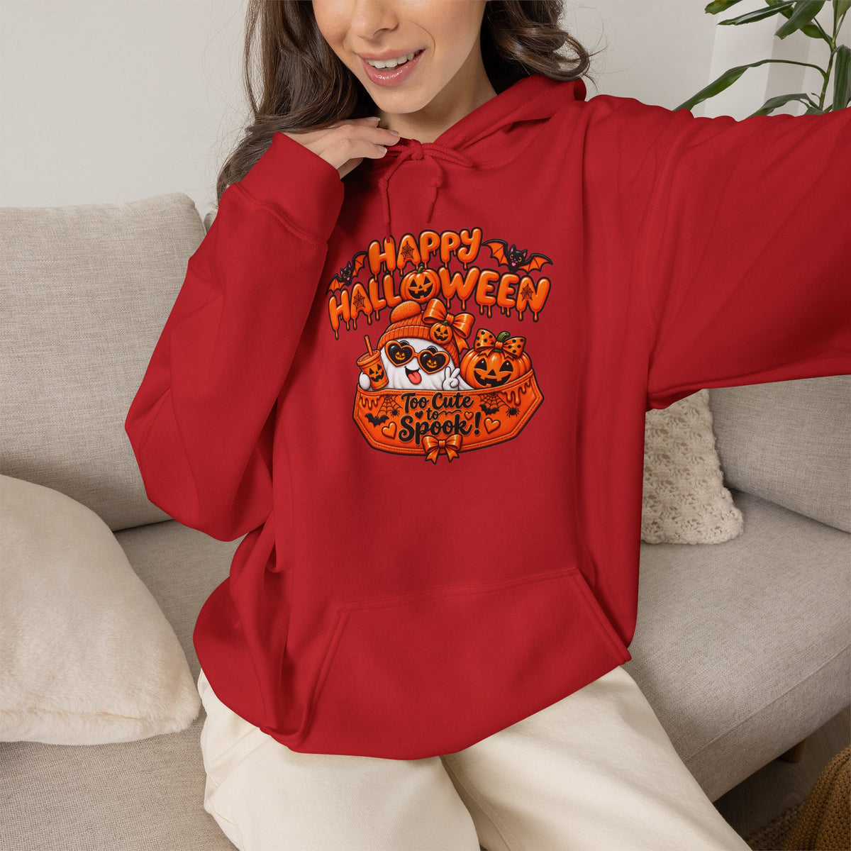 Halloween Cat Hoodie – "Happy Halloween" Pumpkin Cats Graphic