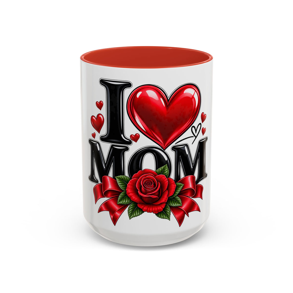 I  Mom Coffee Mug – Red Rose Mother’s Day Accent Mug (11/15oz)