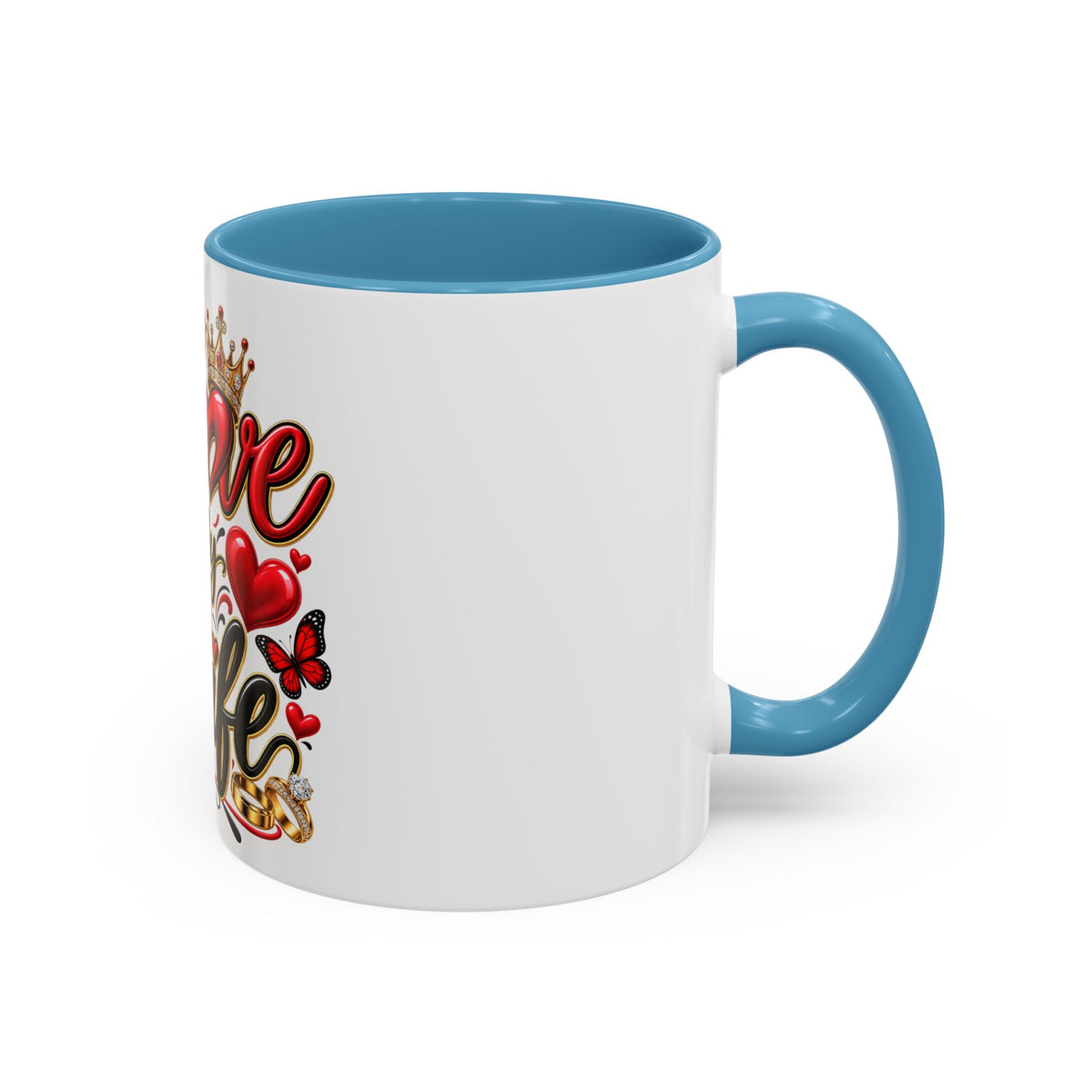 I Love My Wife Coffee Mug – Romantic Roses & Crown Accent Mug (11/15 oz)