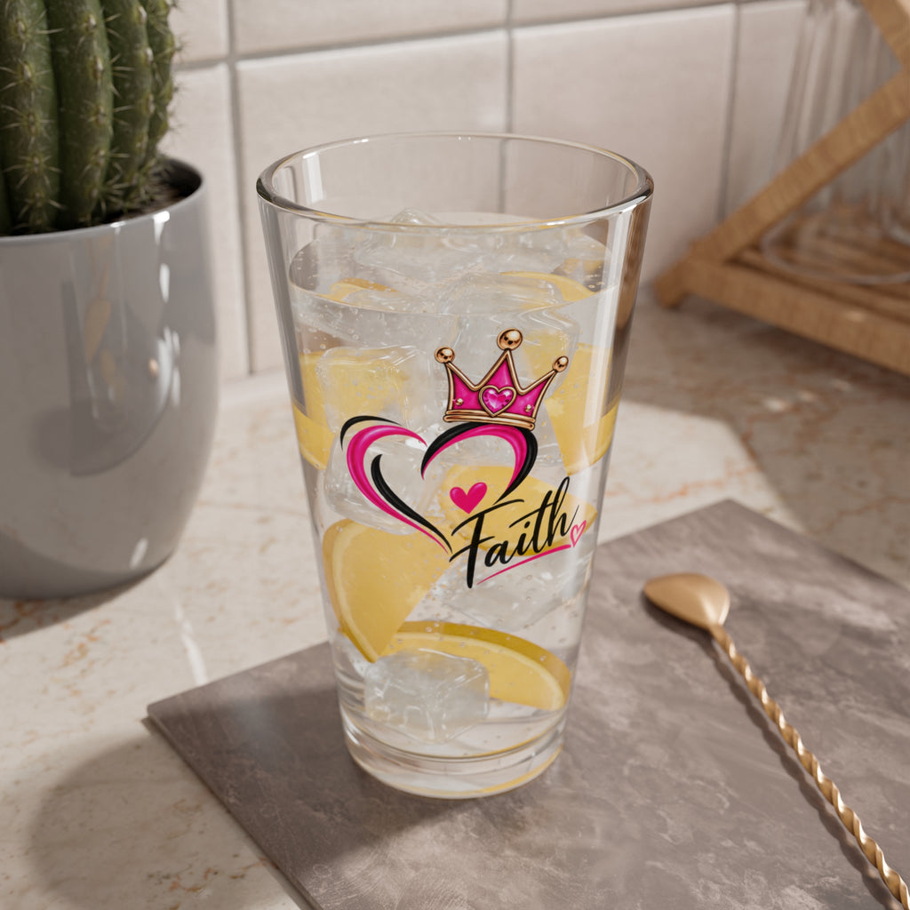 Faith Heart Crown 16oz Mixing Glass