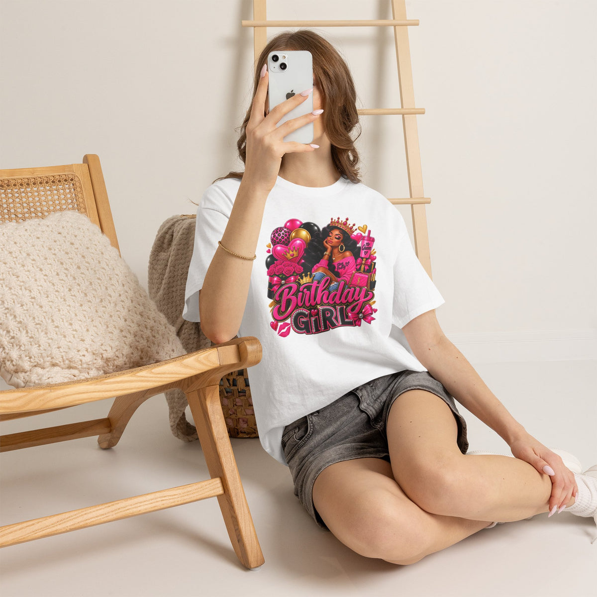 Birthday Girl T‑Shirt — Pink Crowned Diva Birthday Tee