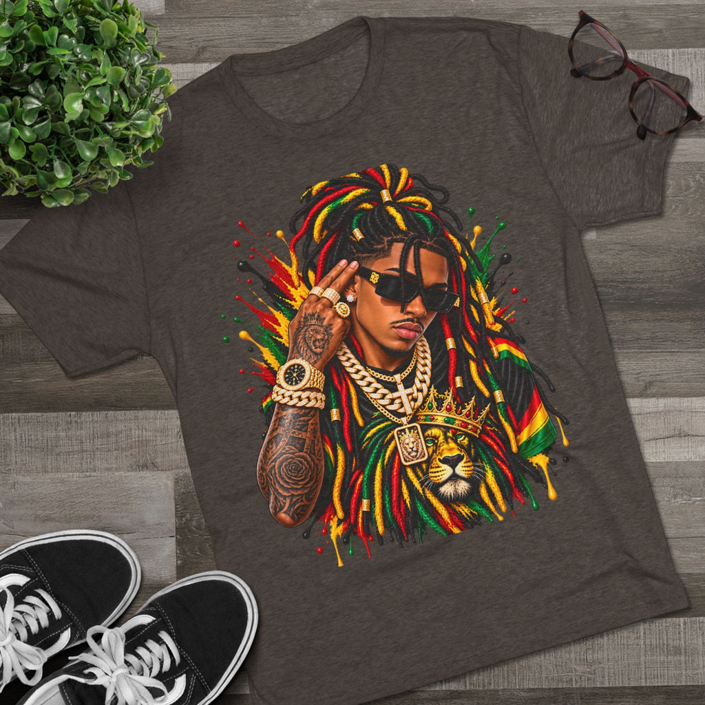 Rasta Lion Graphic T‑Shirt — Reggae Dreadlocks Hip‑Hop Streetwear