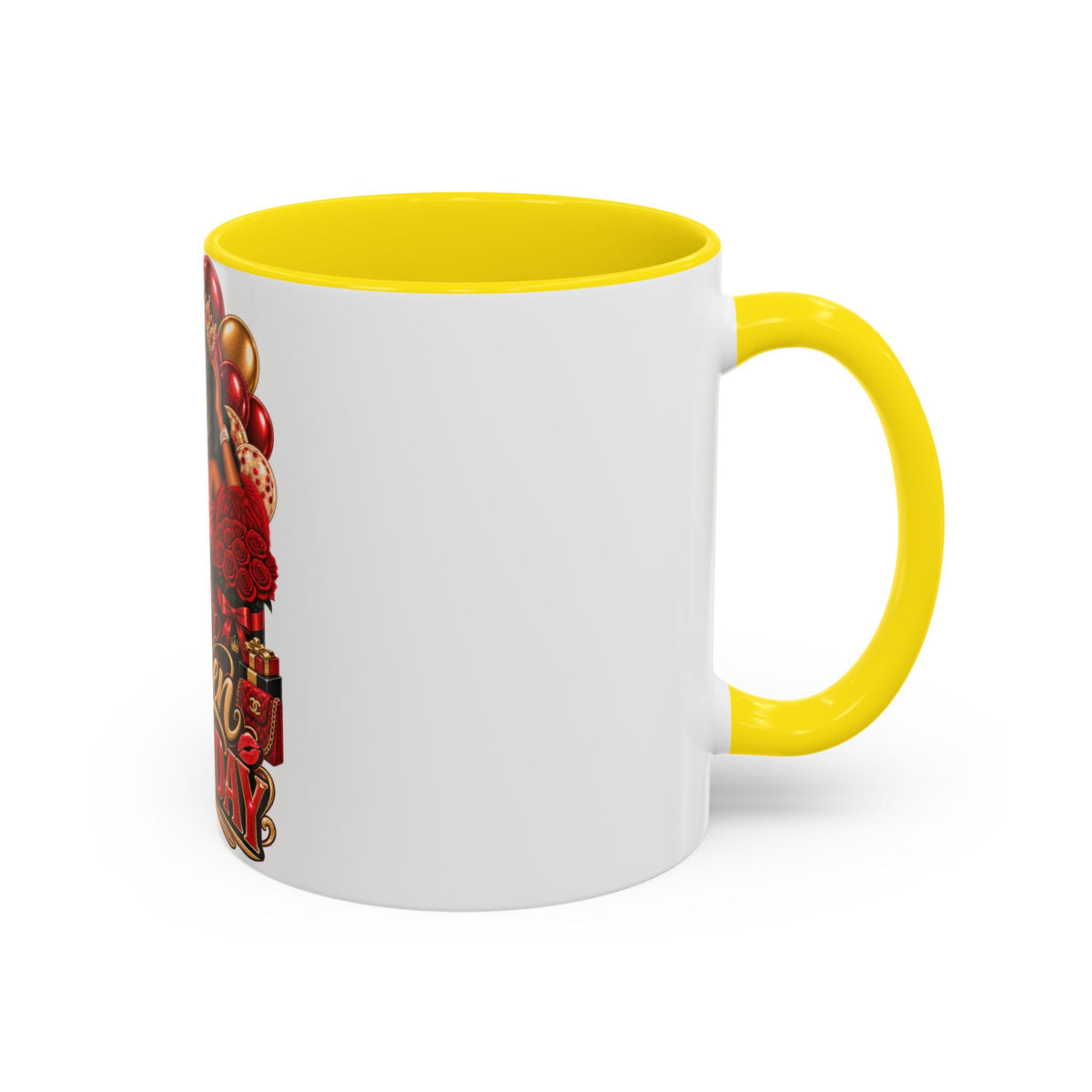 Queen Birthday Coffee Mug — Black Woman Birthday Gift, 'Queen' Red & Gold Accent Mug (11/15oz)