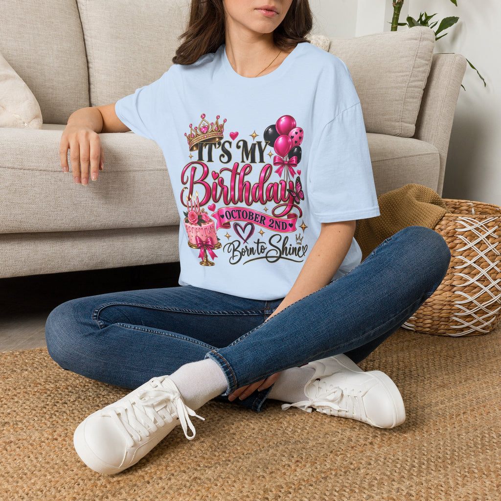 Birthday T-Shirt – “It’s My Birthday” Pink Crown & Balloons | Custom Birthday Shirt