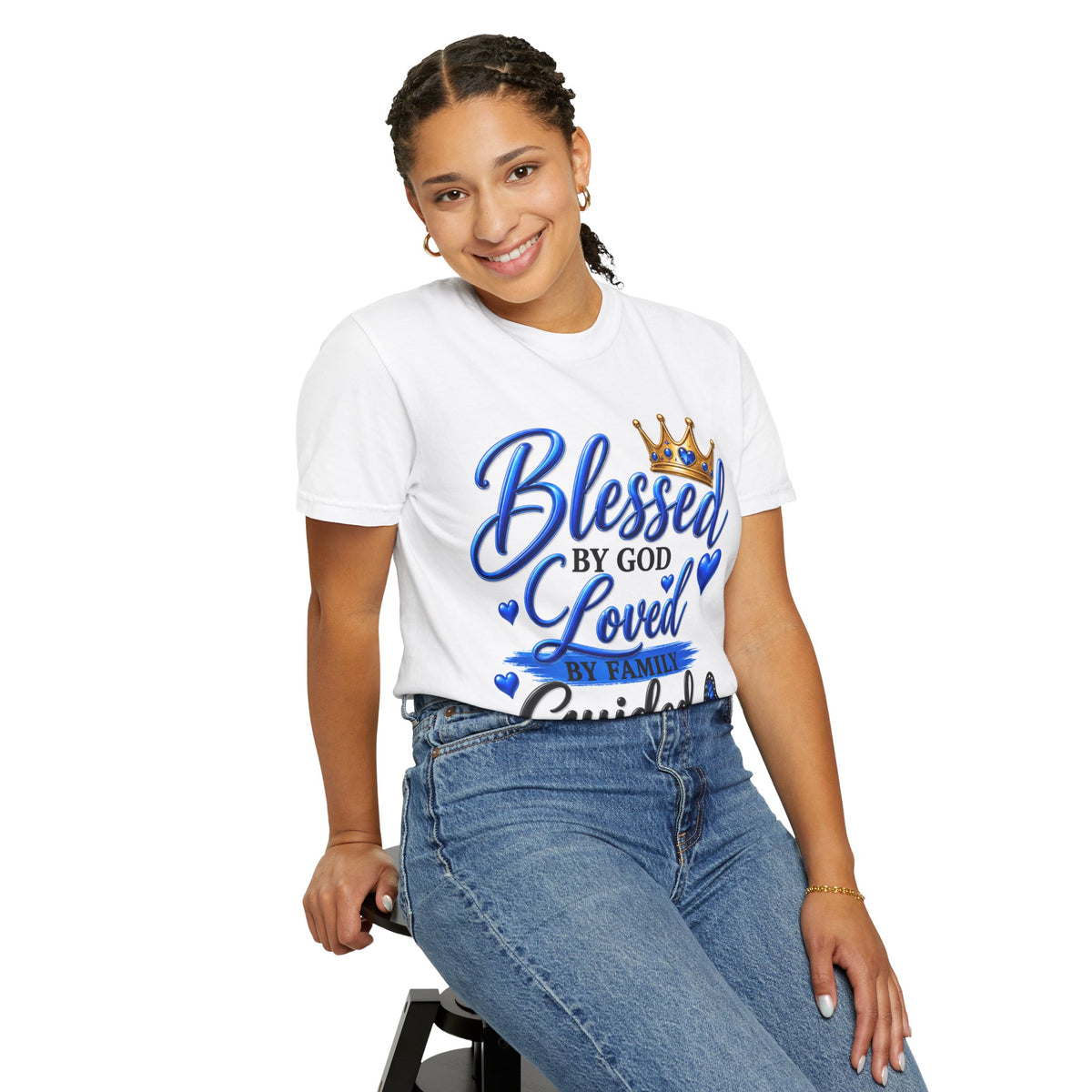 Blessed by God Loved by Family Guided by Faith T-Shirt