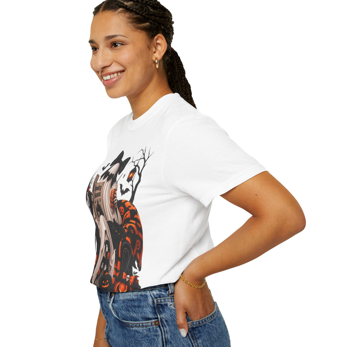 Halloween Ghost Reading T-Shirt — Spooky Pumpkin & 'Spooky Season' Graphic