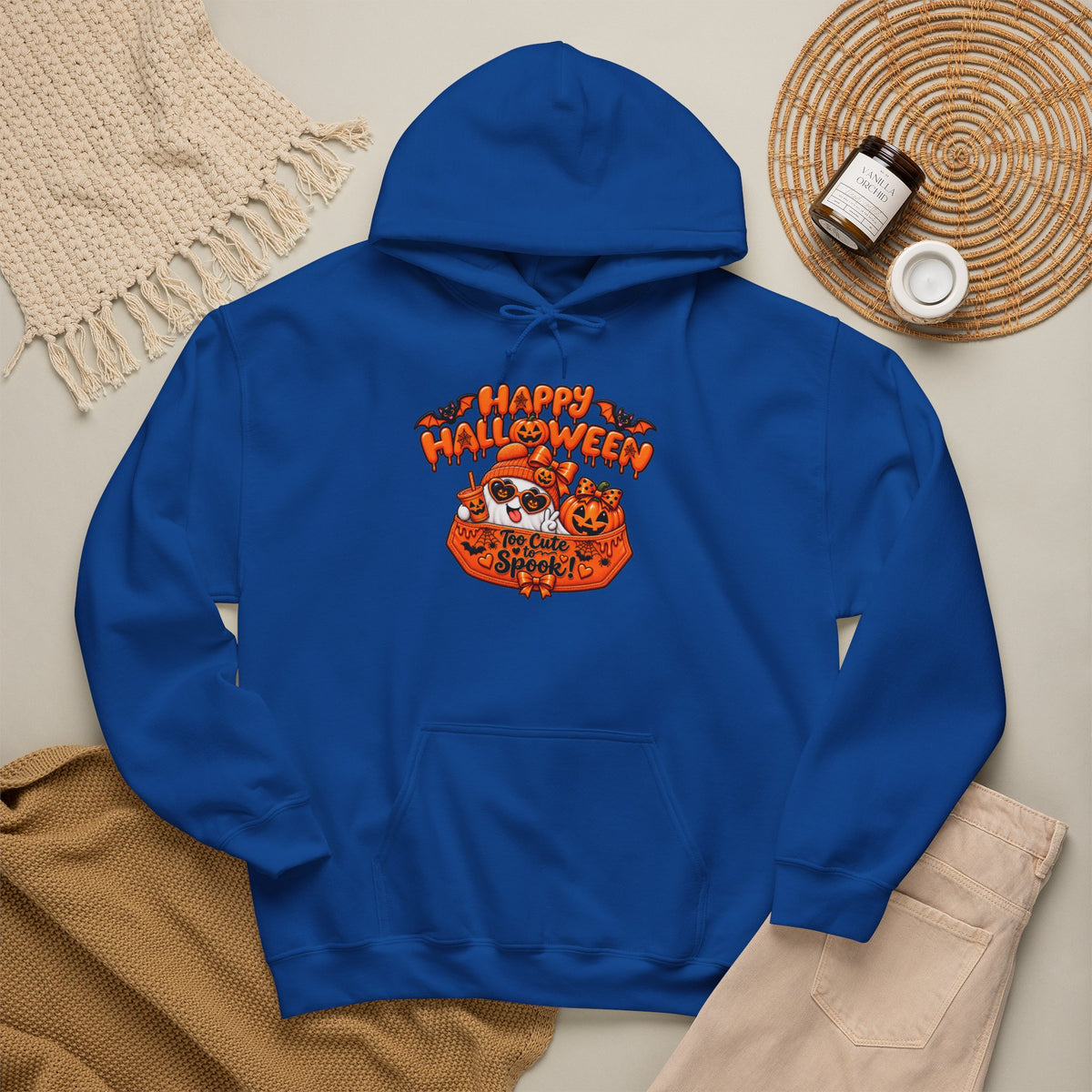 Halloween Cat Hoodie – "Happy Halloween" Pumpkin Cats Graphic