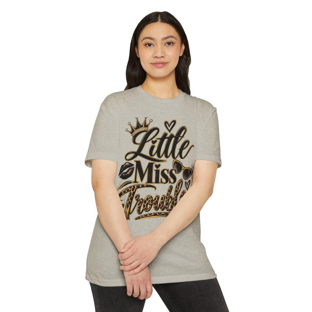 Little Miss Trouble Graphic T-Shirt — Leopard Crown Lip Print