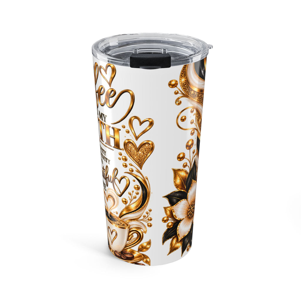 20oz Gold Floral Heart Tumbler – Sparkling Coffee Travel Cup