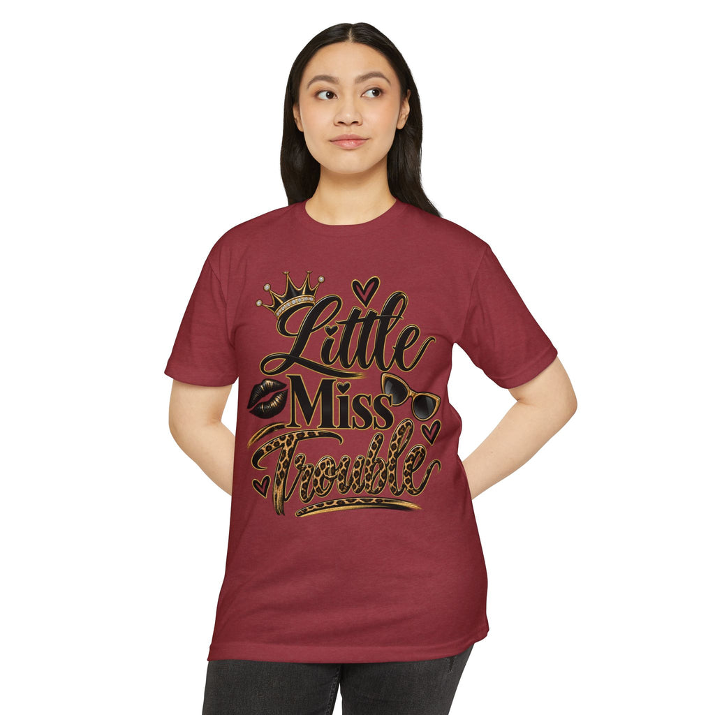 Little Miss Trouble Graphic T-Shirt — Leopard Crown Lip Print