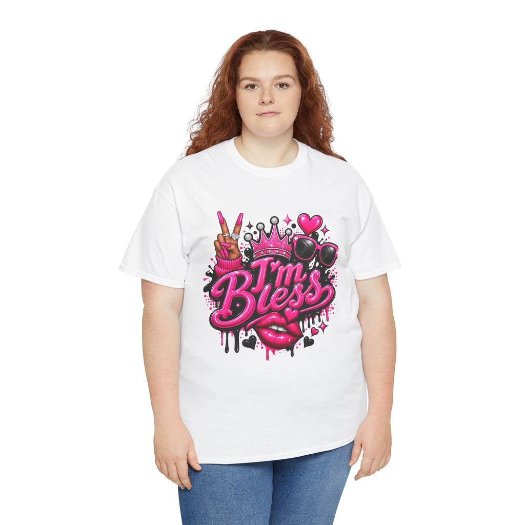 I’m Bless Graphic Tee — Pink Crown, Peace Sign & Lip Streetwear Shirt