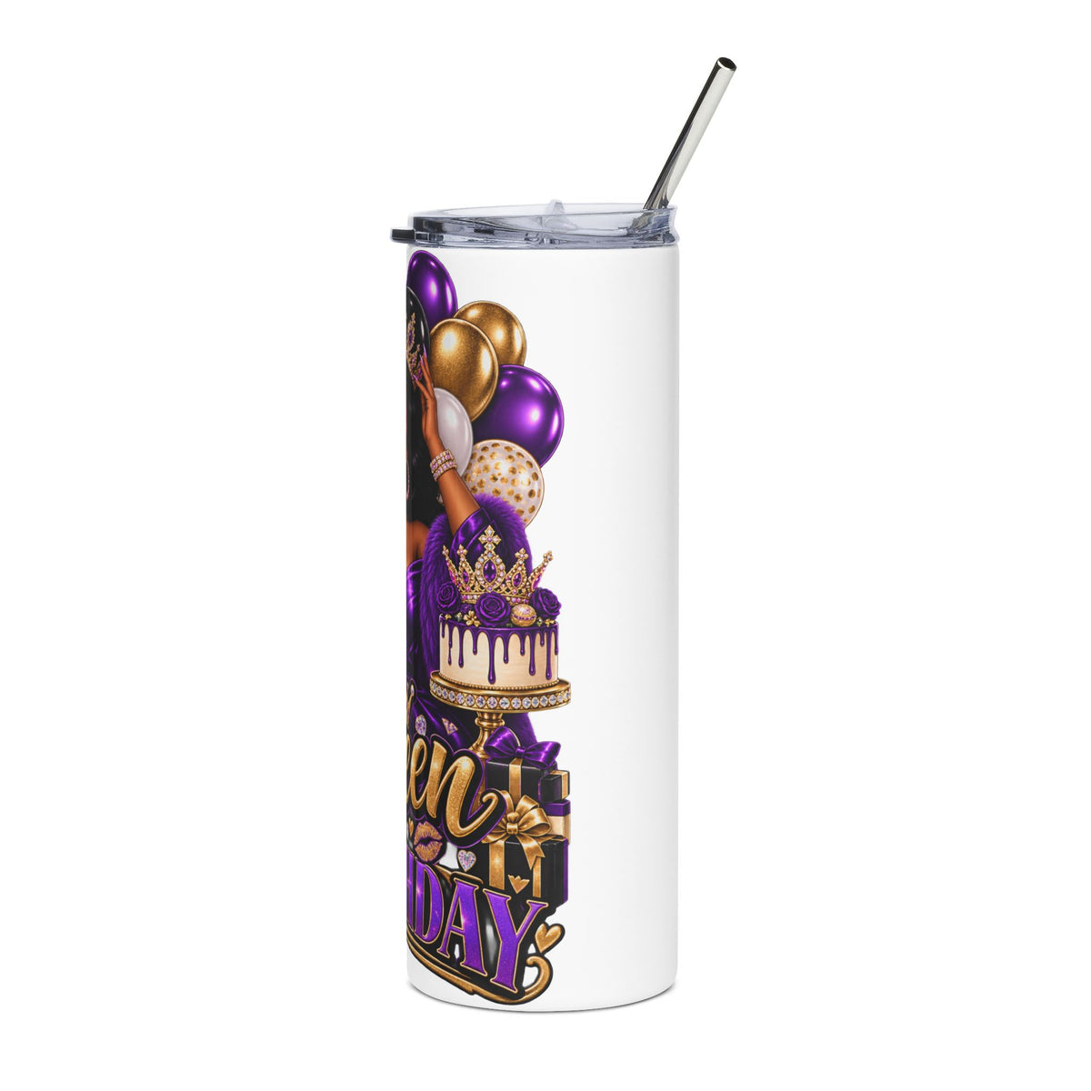 Queen Birthday Tumbler — 20oz Stainless Steel Royal Purple Travel Cup