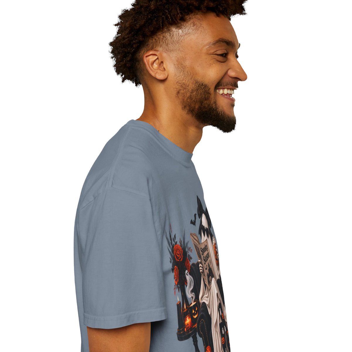 Halloween Ghost Reading T-Shirt — Spooky Pumpkin & 'Spooky Season' Graphic