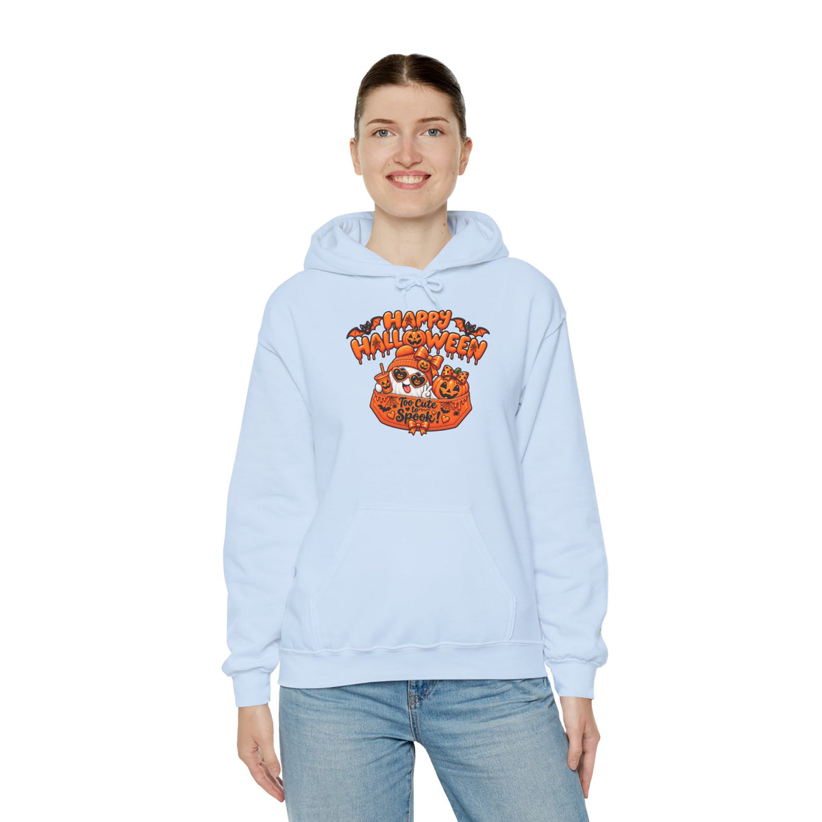 Halloween Cat Hoodie – "Happy Halloween" Pumpkin Cats Graphic