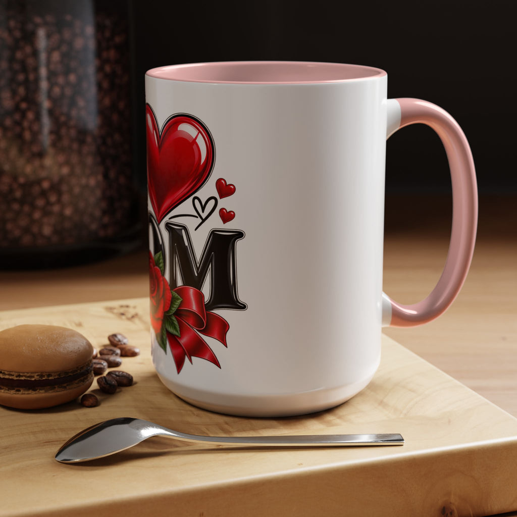 I  Mom Coffee Mug – Red Rose Mother’s Day Accent Mug (11/15oz)